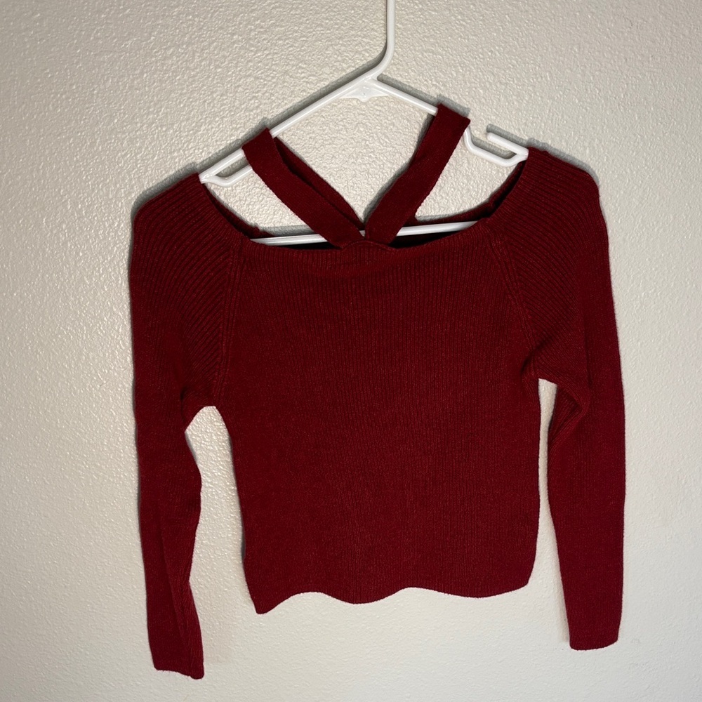 Source Unknown Off-the-Shoulder Red Sweater -367sku